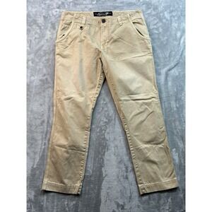 Seven7 Men Sz 34x32 Beige Khaki Pants Straight Casual Rare Button Coin Pocket